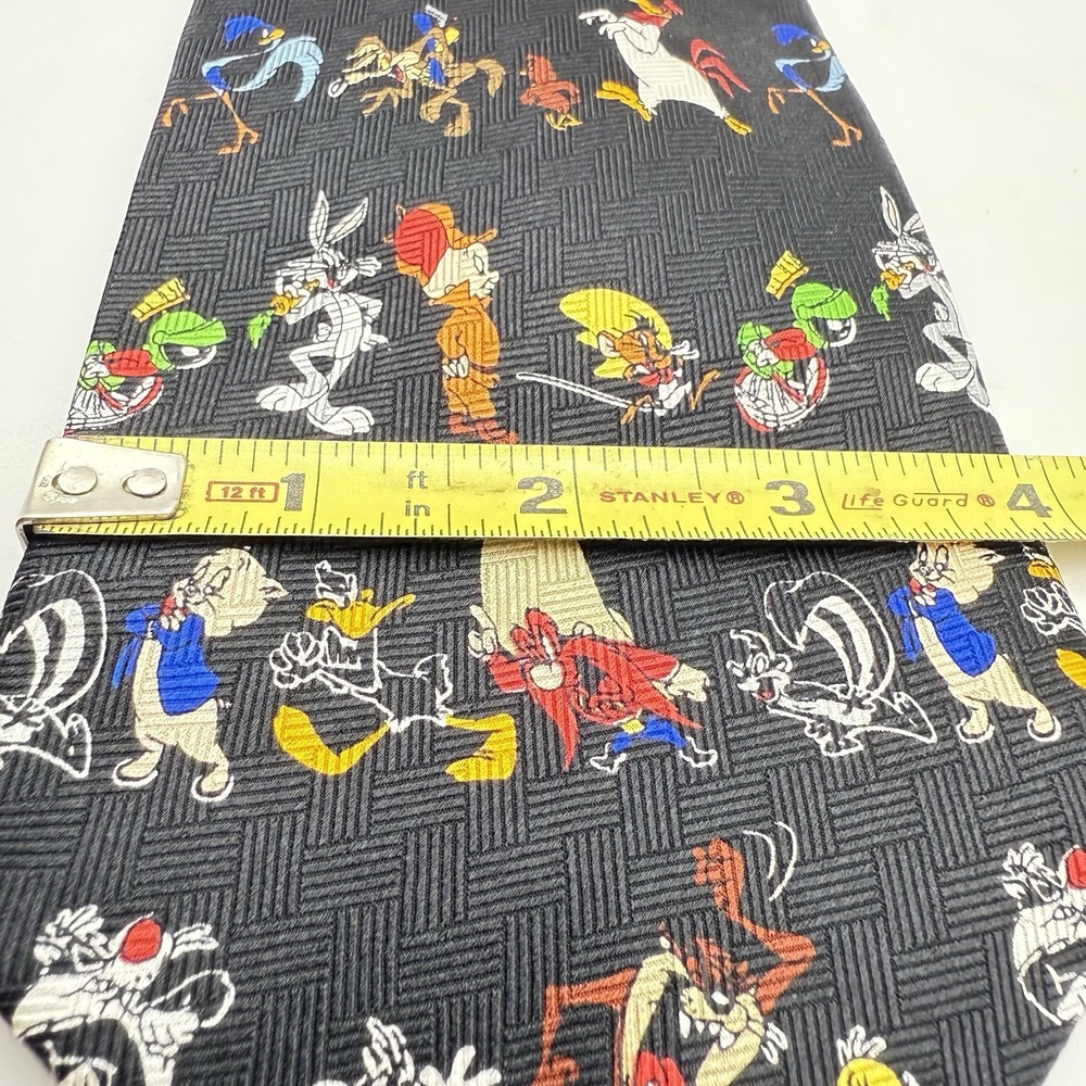 1994 Looney Tunes Characters Mens Tie Black Bugs Bunny Daffy Duck Warner Bros - Picture 4 of 4
